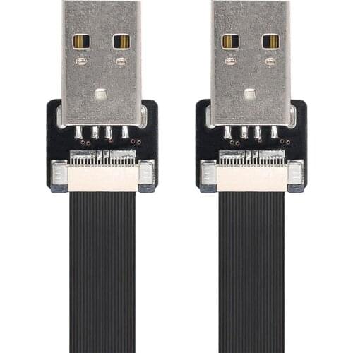 Qywo USB 2.0 A Male to USB2.0 A Male Data Flat Slim FPC Cable for FPV & Disk & Scanner & Printer