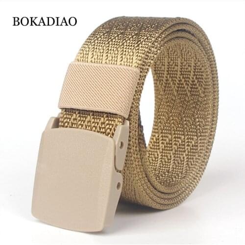 BOKADIAO Men&Women nylon Canvas belt POM automatic buckle jeans waist belt Military Army tactical belts luxury strap male black