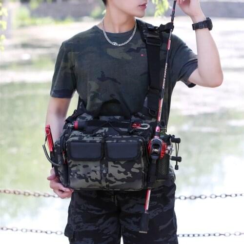 Fishing Lure Chest Bag Sling Military Backpack Outdoor Hunting Single Shoulder Bags Men Tactical Fishing Rod Waist Bag XA198A