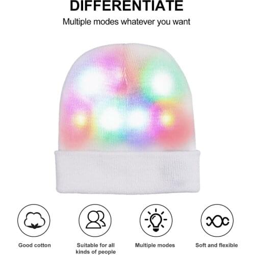 Light Up Hat LED Beanie Hat with 3 Mode Colorful Lights Unisex Knitted Light Hat for Party Sports Walking Jogging Bicycling
