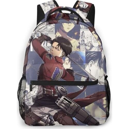 Levi Students School Bags Boy Girl Fashion Attack On Titan Eren Mikasa Anime Teens Books Backpack
