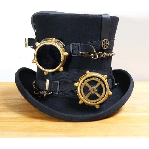 Steampunk Hat Steam Punk Vintage wool Gear fedoras hat millinery goggles hand made