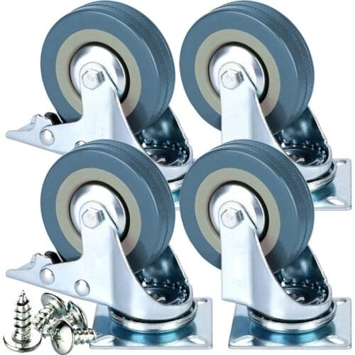 4pcs Heavy Duty Rubber Furniture Wheels 50mm Caster Wheels Rubber Swivel Casters With 360 Degree Top Plate Office Chair Wheels