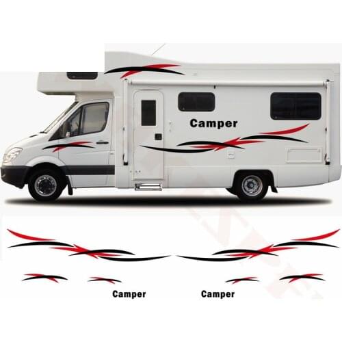 1set Motorhome Caravan Travel Trailer Camper Van Stripes Graphics KK Vinyl Kit Decals Car Stickers Auto Body Decor Decal Sticker