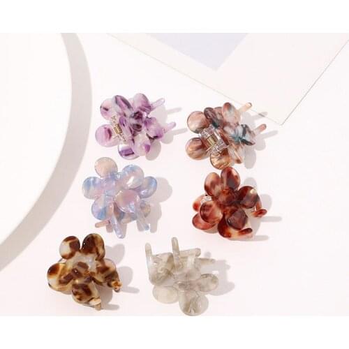 For Women Girls Acrylic Mini Floral Shape Hair Claw Flower Acetate Hairpin Sweet Colorful Hair Claw Spring Hair Accessories