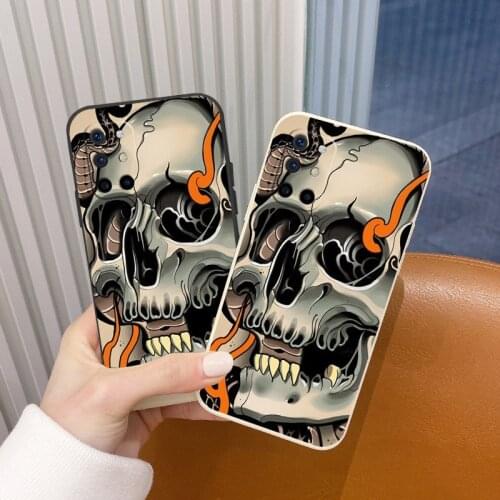 Skull Liquid Silicone Camera Lens Protection Fashion Case For Oneplus 8t 9 9pro 9r pro Ultra Thin Soft Phone Cover Case Funda
