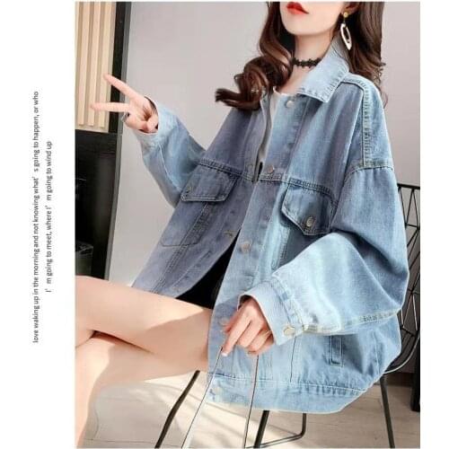 Embroidery Denim Jacket Female Mid-Length Loose 2021 The New Spring And Autumn Explosion Women Cowboy Coat Buttons Blouse
