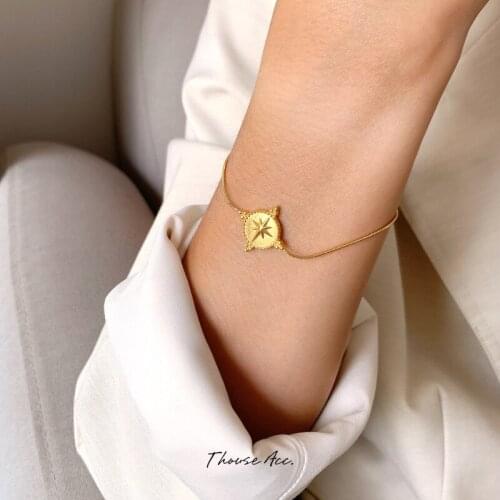 Titanium With 18 K Gold Starfish Charm Bracelet Women Stainless Steel Jewelry Chic Gown Sweet Boho OL Simply INS Japan Korean