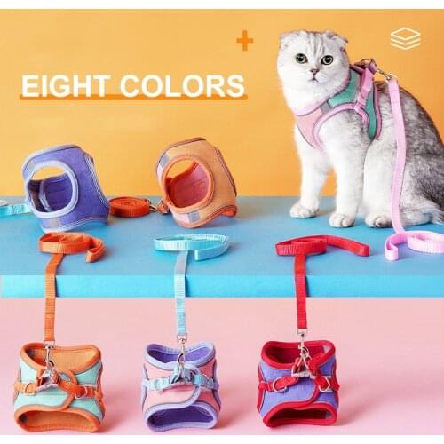 Cat Vest Soft Suede Harness Adjustable Cat Breathable Harness Soft Mesh Harness Outdoor Walking For Kitten Puppy