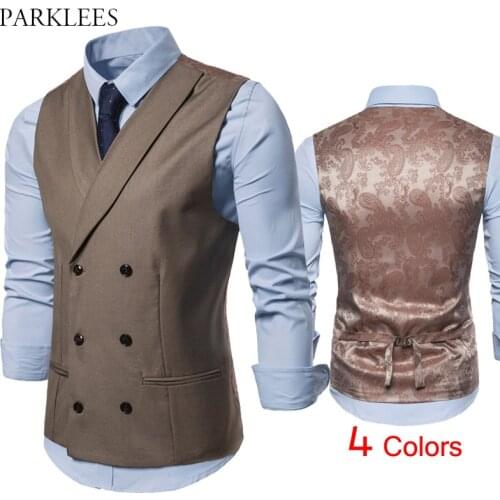 Gold Paisley Floral Printed Patchwork Men Dress Vests Wedding Party Prom Suit Vest for Men Casual Fashion Splice Waistcoat Homme