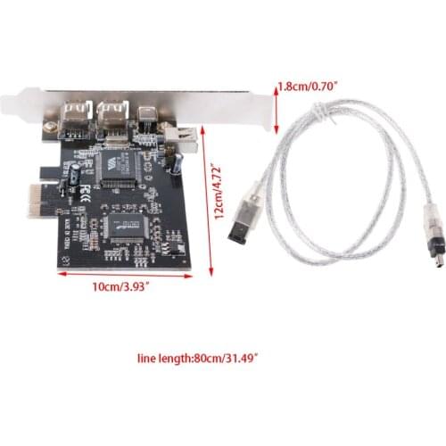 1 Set PCI-e 1X IEEE 1394A 4 Port(3+1) Firewire Card Adapter With 6 Pin To 4 Pin IEEE 1394 Cable For Desktop PC A06 21 Dropship