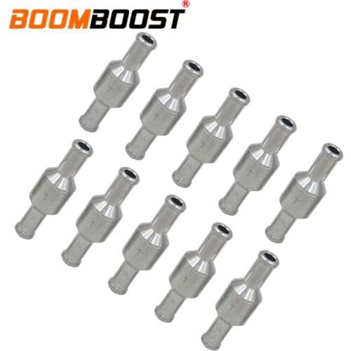 10Pcs Fuel Non-Return For Water Pressure Pumps Silver 8mm 5/16" One Way Aluminum Alloy 50mm-length For Petrol Diesel Check Valve