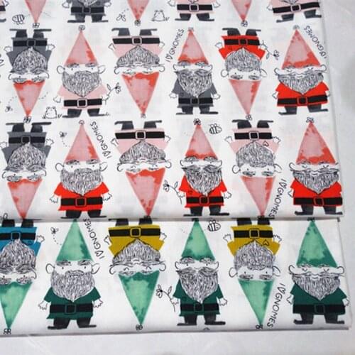 100% Cotton viaPhil Brand Adorable Green Red Dwarf Short Person Printed Fabric HumanFabric Patchwork Cloth Dress Home Decor