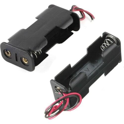 2pcs/lot Black Plastic Double-sided Power Bank Storage Case Box Holder Wired For 2 x AA Batteries