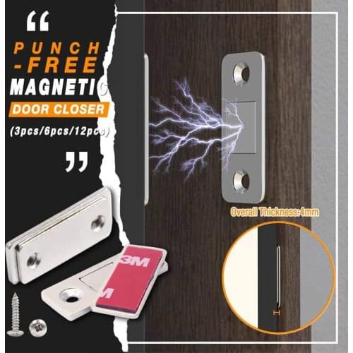 2 PCS Punch-free Magnetic Door Closer Catches Wardrobe Catch Latch Magnet Furniture Cabinet Cupboard With Screws Home