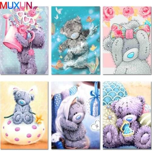 5D Diy Crystal Cartoon Diamond Embroidery Bear Full Square 3D Diamond Painting Bear Diamond Mosaic Toy Gifts For Children Er024