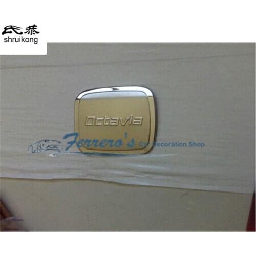 Free shipping car sticker stainless steel fuel tank cap decorate the sequins for 2007-2014 Skoda Octavia high quality