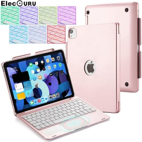 Bluetooth Keyboard Case For iPad Air(4th Genaration) 2020 with 7 Color Backlit Wireless Touchpad Control Protective Cover