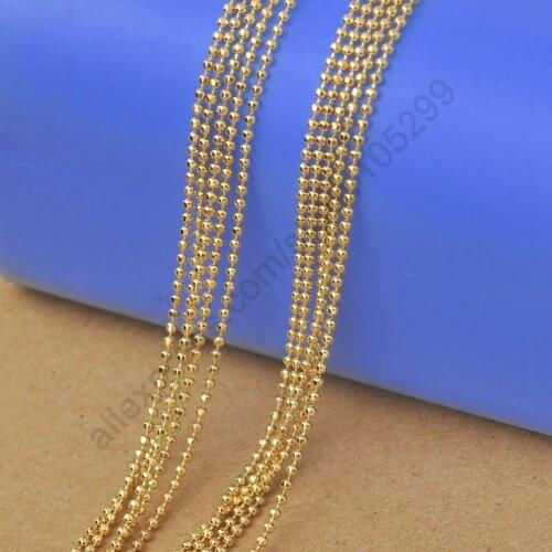 Fast Ship Wholesale 5PCS Lot 18Inches Yellow Gold Filled Beads Prayer Ball Necklaces Chain For Pendant Gift