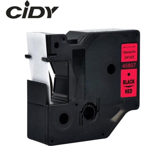 CIDY 1pcs Compatible Dymo D1 19mm Label Tape 45807 Black on red Label Ribbons for Dymo Label Manager 160 280 210