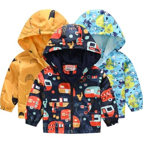 Cartoon Car Baby Boys Coat Spring Autumn Hooded Jacket Active Sweatshirt For Kids 1-4 Years Children Windbreaker