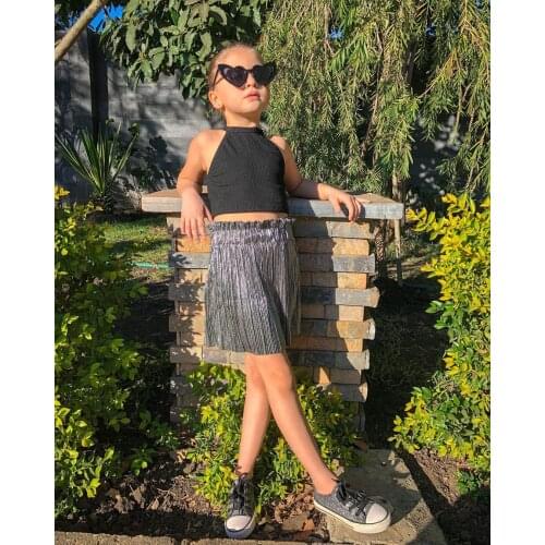 Infant Kids Baby Girls 2Pcs Clothes Set Halter Crop Tops + Ruffle Pleated skirt Kids Summer Outfits Casual Clothes Set