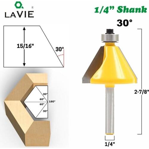 1pc 1/4" 6.35mm Shank 30 Degree Chamfer Router Bit Woodwork Bevel Edging Milling Cutter for Wood Woodworking Tools MC01030