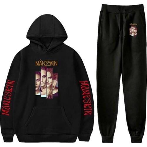 Maneskin Two Piece Set Women Men Long Sleeve Hoodies+Jogger Pants Fashion Streetwear Clothes Unisex Sets