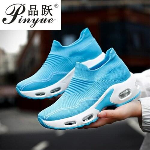 Women Summer autumn Casual sport Sneakers womens Breathable Slip On Sport Shoes Elastic Band Ladies Vulcanized Platform Shoes