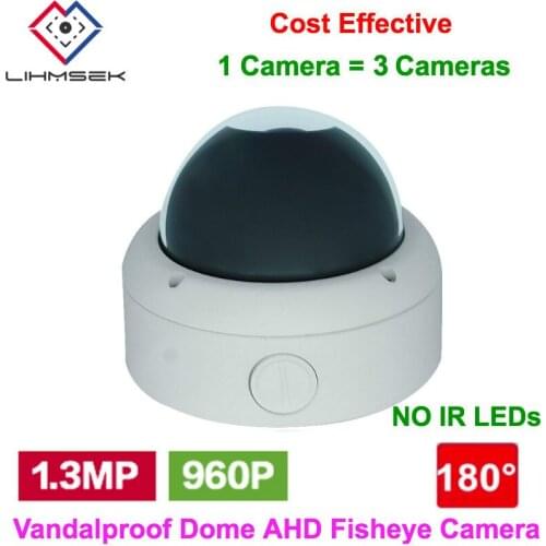 Lihmsek Vandalprood Dome 1.3 Megapixel AHD Camera with 180 Degree Fisheye Lens 960P AHD Fisheye Camcorder Surveillance Equipment