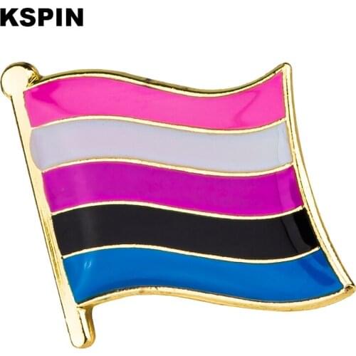 Gender Fluid Flag Metal Badge Lapel Pins Brooch Jewelry Rozet in Badges Pin