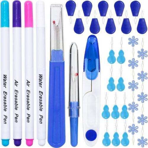 LMDZ Hand Sewing Tools Set Quilting Sewing threader & Seam Rippers & Heat Erasable Fabric Marking Pen for Embroidery Tailoring
