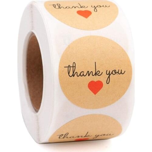 50-500pcs Labels Nature Kraft Round thank you Stickers seal labels stickers scrapbooking for Package stationery sticker