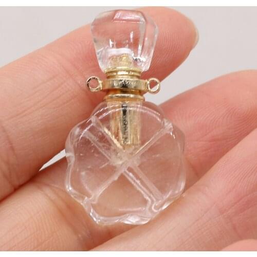 Natural Clear Quartz Stones Perfume Bottle Pendant Exquisite Semi-Precious for Jewelry Making Charms DIY Necklace Accessory