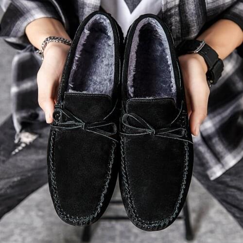 New Autumn Winter Men Shoes For Men Loafers With Fur Warm Casual Shoes For Men Home Footwear Brand Comfortable Slip on Footwear