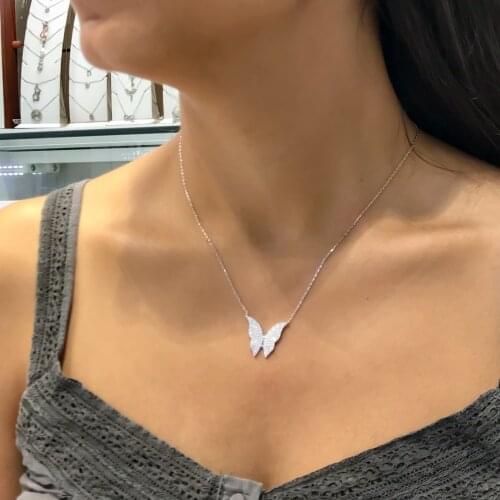 New Design White Butterfly Silver Necklace
