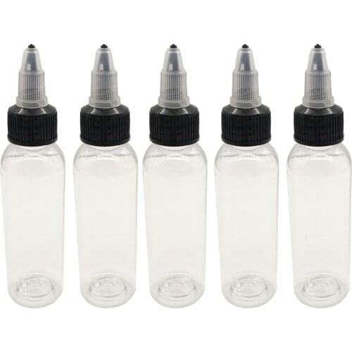 5 Bottles /Lot EZ Tattoo Empty Twistable Bottle Ink Cups for Tattoo Pigment Twist Cap 2 OZ
