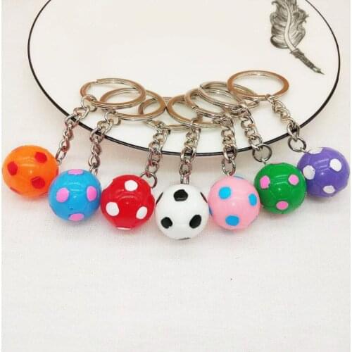 Resin Cute Colorful Football Simulation Key Chains 2cm Key Rings Bag Accessories Gift For Friends 10pcs/lot