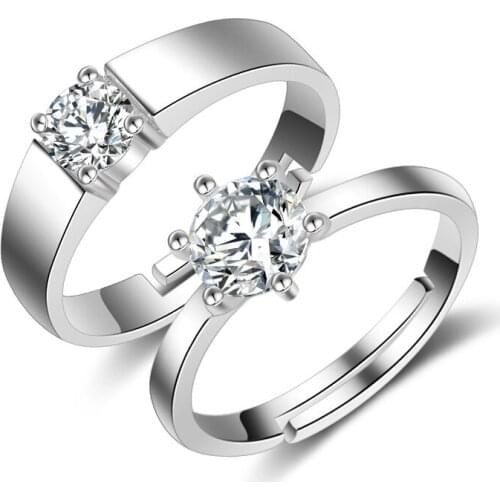 Luxury Shiny 925 Sterling Silver Wedding Ring Sets For Couple Clear Exquisite CZ Crystal Engagement Jewelry Popular