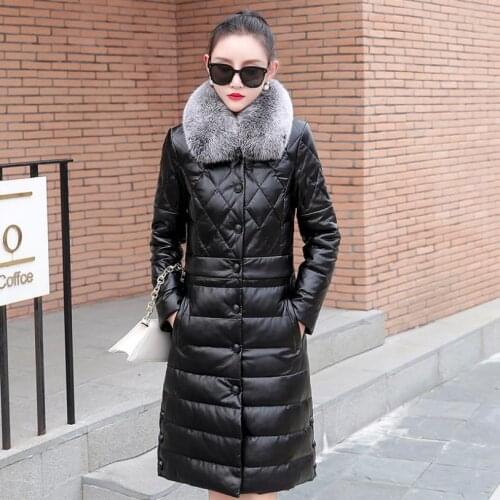 S-5XL winter real leather duck down coat female big natural fox fur parkas Пуховик was thin thick warm Waterproof down coat F422