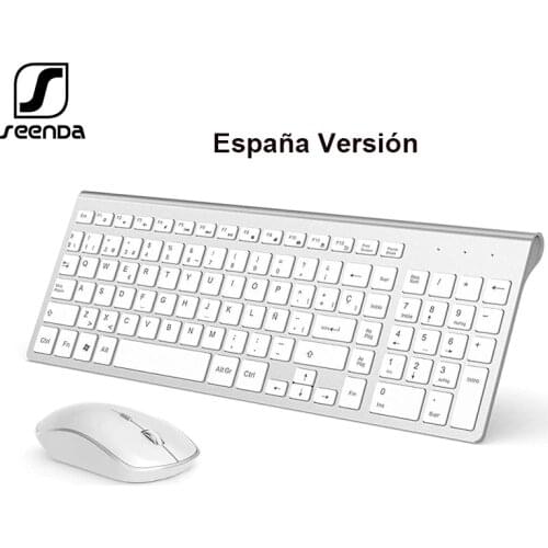SeenDa Spain Layout 2.4g Wireless Keyboard and Mouse Set for Laptop Computer Office Home Keyboard and Mouse Combo Noiseless