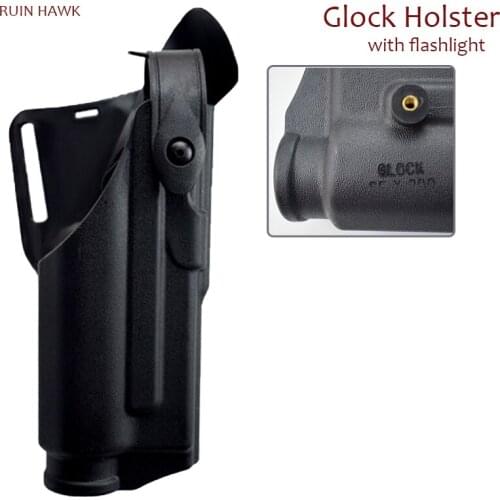 Tactical Glock Accessories Belt Holsters with Flashlight Tactical Hunting Glock Gun Holster for Glock Pistol 17 19 22 23 31 32