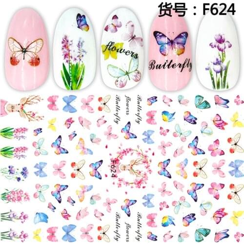 UPRETTEGO SUPER THIN SELF ADHESIVE 3D NAIL ART NAIL SLIDER STICKER FLOWER BUTTERFLY LOVE SWEET HEART ROSE WEDDING F624-633
