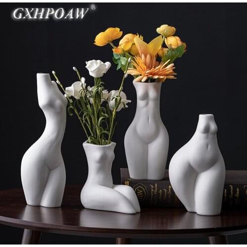 Human Body Vase Nude Girl Art Ceramics Vases Home Decoration living Room Desktop Flower Arrangement Dried Flowers Vase Ornaments