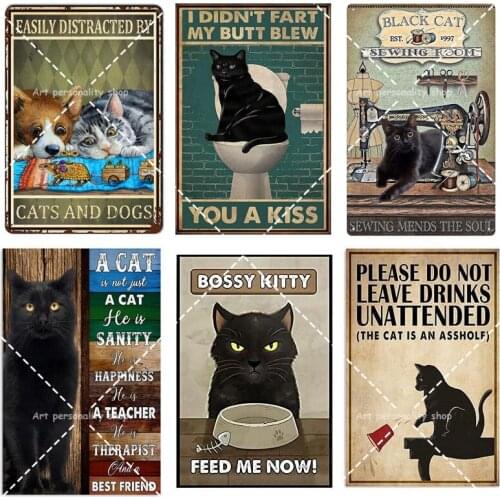 Vintage Metal Signs Funny Weighty Cat Diet Kitty Print Poster Retro Poster Decorative Wall Plates Plaque Home Decor 8x12inch