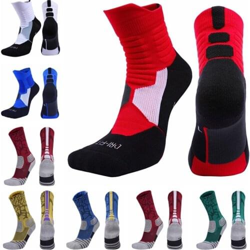 High Quality Fashion Mens Breathable Basketball Socks Elite Thick Sports Socks Unisex Harajukumens happy Funny Embroider Socks