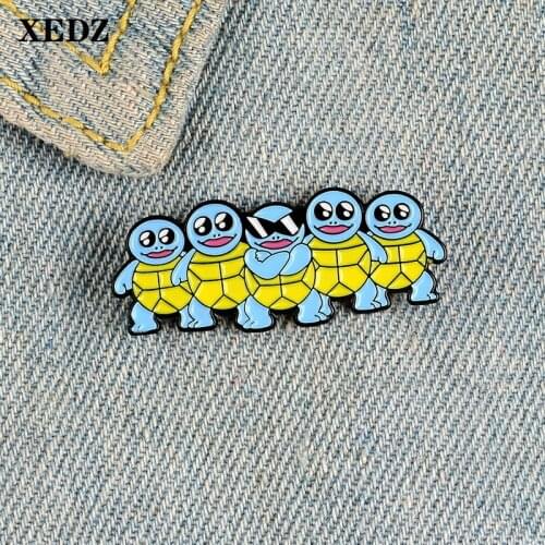 XEDZ aquatic shell animal enamel pin water drop eye sunglasses boss five brothers badge punk clothes jewelry team brooch gift