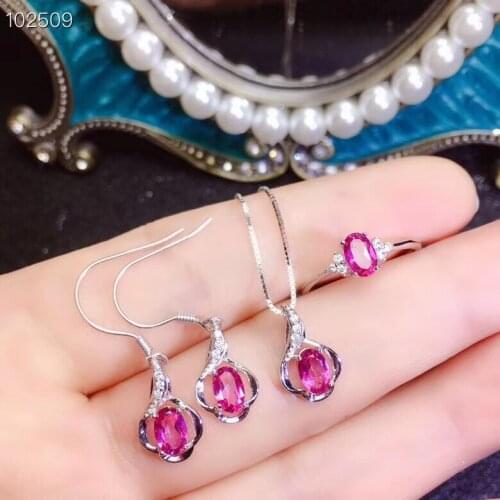 KJEAXCMY boutique jewelry 925 pure silver inlaid natural Topaz womens Ring Necklace Pendant eardrop suit