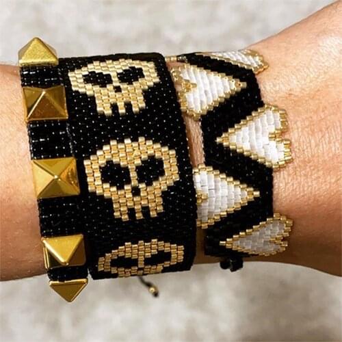 BLUESTAR MIYUKI Bead Bracelet For Women Heart Pulseras Mujer Moda Chic Skull Jewelry Handmade Woven Gift