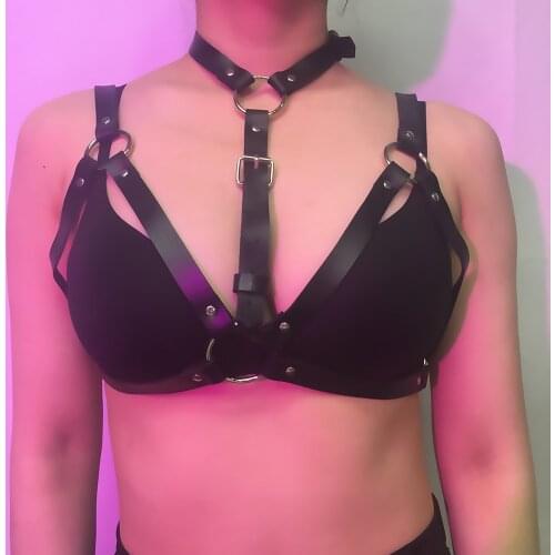TRODEAM Sexy Body Garters leather Harness Belts Erotic goth Bondage Suspenders Straps Women chest female Belts Lingerie Fetish